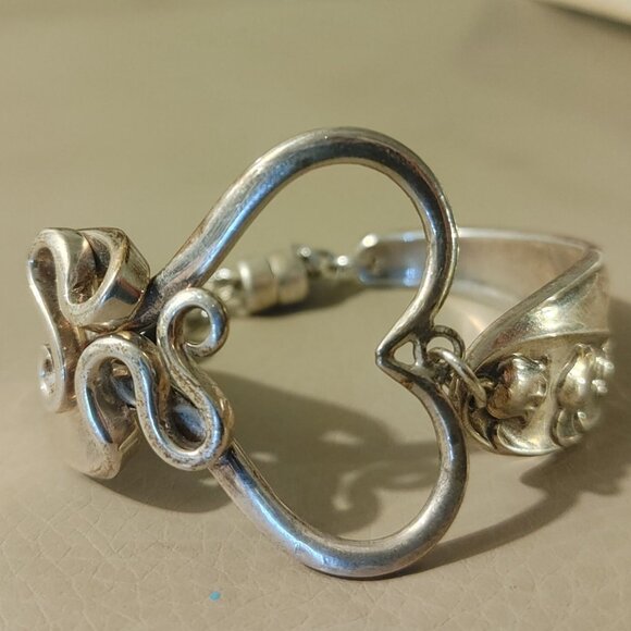 Heart Bracelet 1950 Gorham Sterling 14K WG Clasp 6 Fork Art Lily of The Valley - Picture 13 of 16